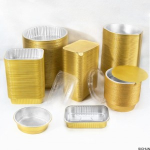 Vlastní restaurace používala recyklovatelné jídlo pečivo miska miska na misky se zlatými stříbrnými hliníkovými obaly s víčkem